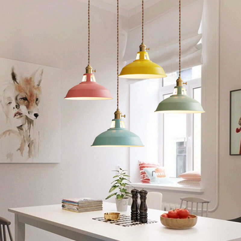 Barn Shade Pendant Light | Industrial Coloured Metal - Zikora